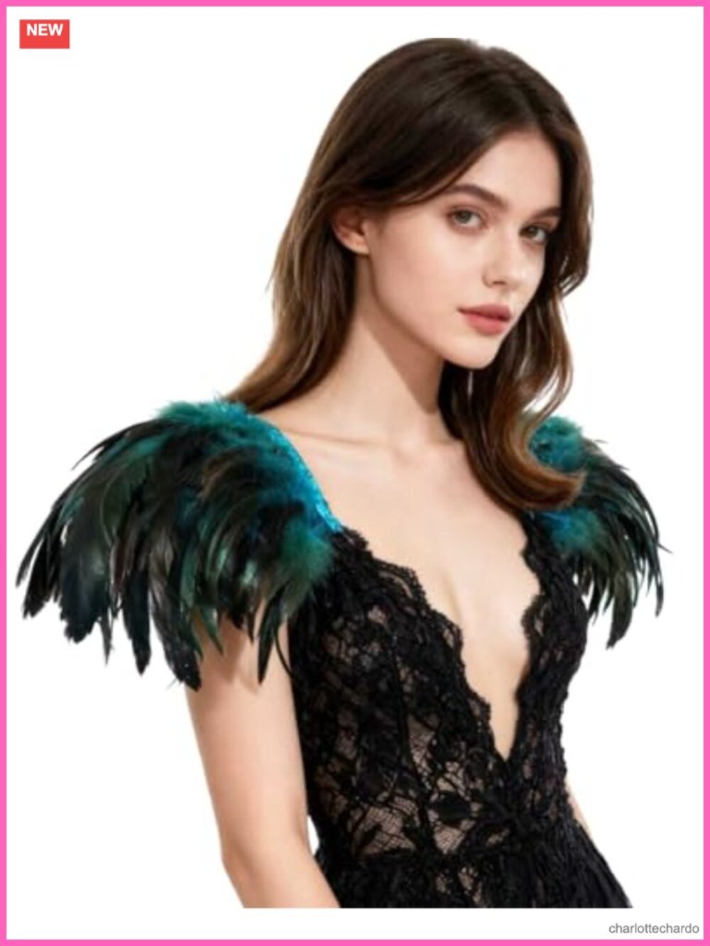 Real Feather Epaulet Shrug Shoulder Strap Costume Accessory
